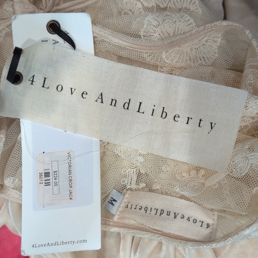 NWT Johnny Was 4 Love  And Liberty Boho Blush Lace Peasant Top Tassel Tie  Chic - Picture 4 of 5